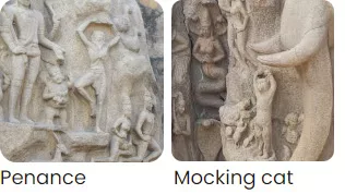 Rock cut sculpture Arjuna penance in Mahabalipuram