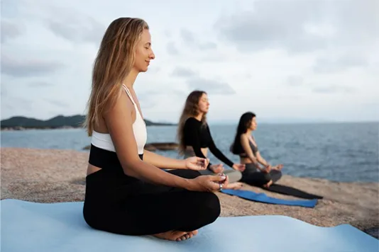 Yoga retreat at beach 